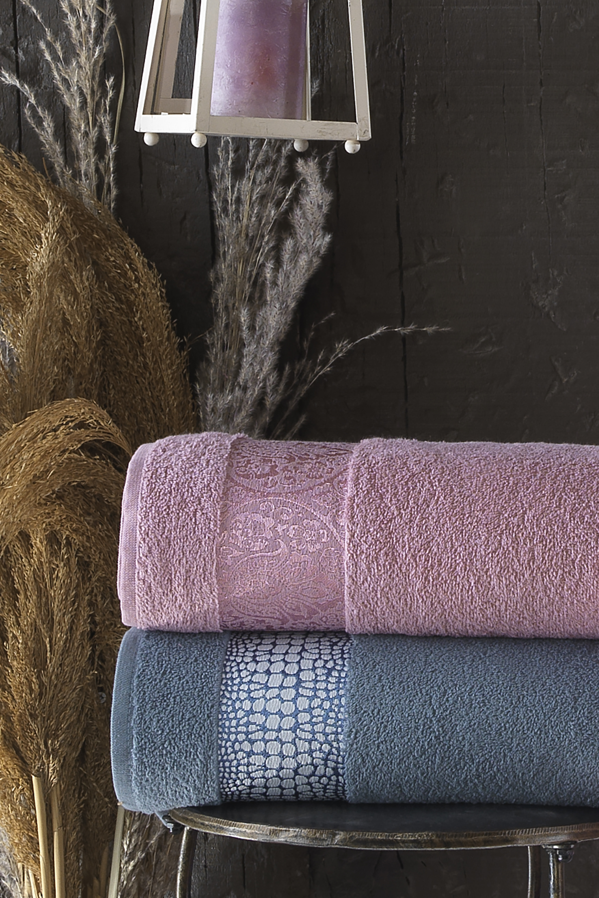 Pierre Cardin Damask Jakarlı 4 Parça Aile Bornoz Seti Deco Rose - İndigo