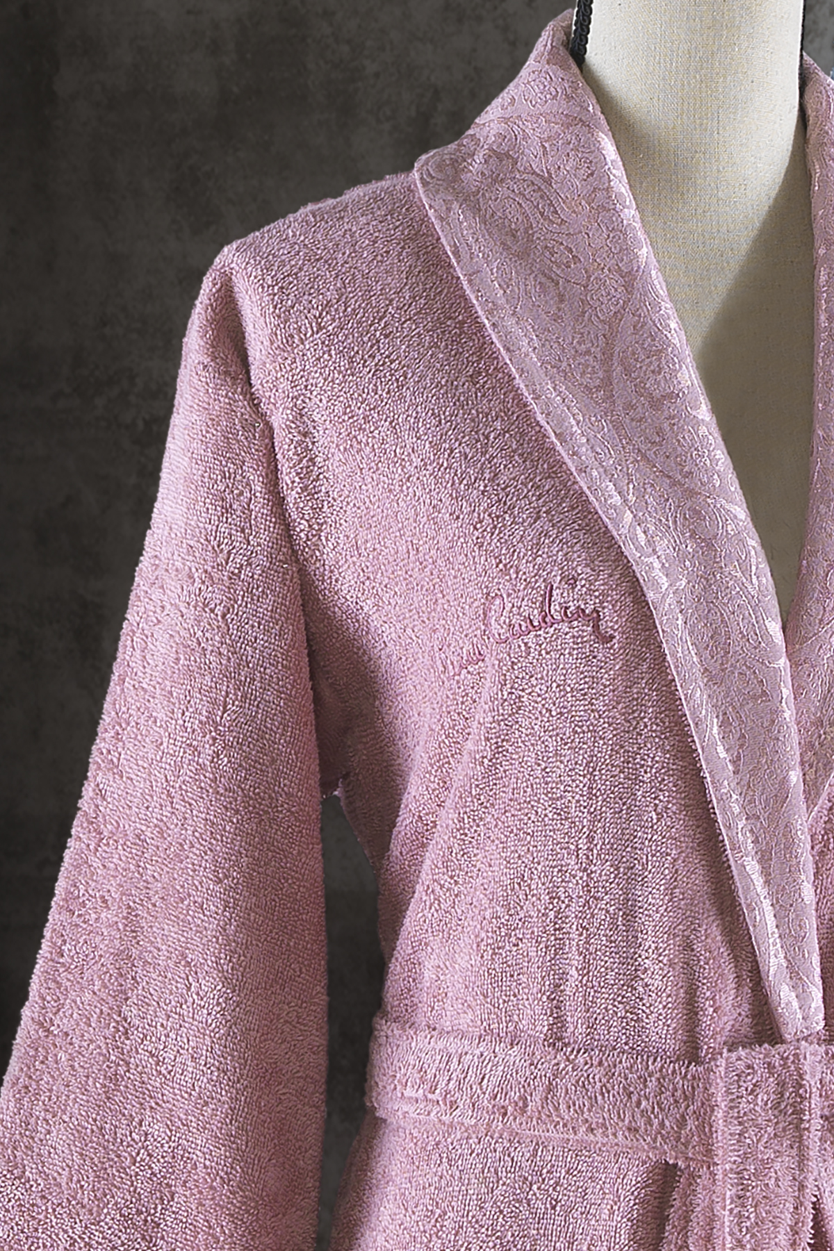 Pierre Cardin Damask Jakarlı 4 Parça Aile Bornoz Seti Deco Rose - İndigo