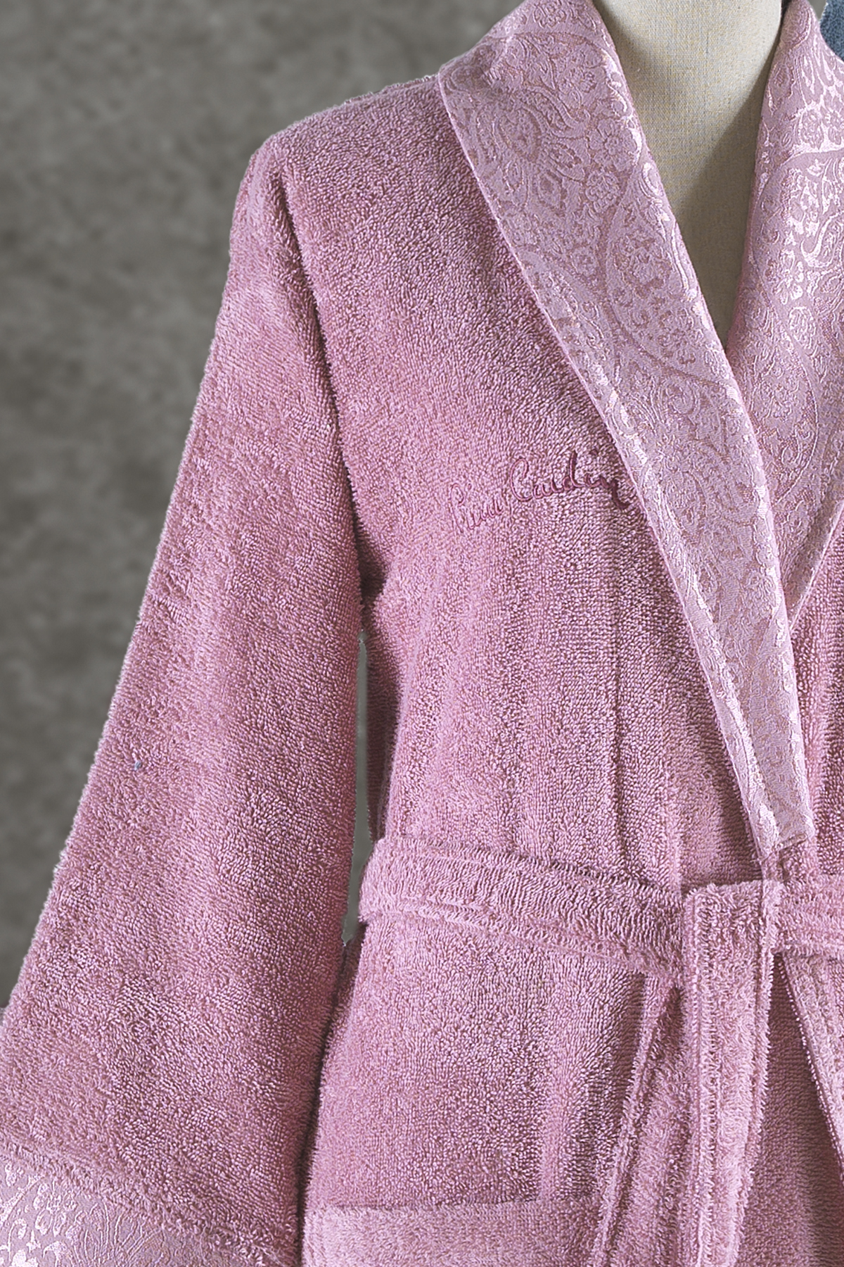 Pierre Cardin Damask Jakarlı Aile Bornoz Seti Deco Rose - İndigo