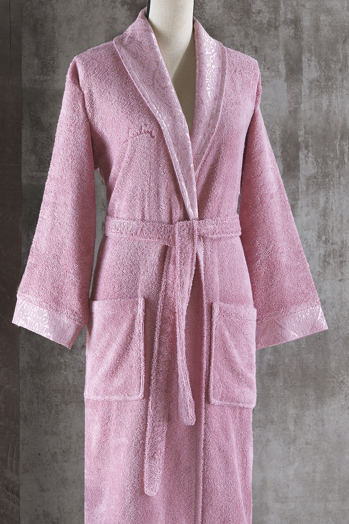 Pierre Cardin Damask Jakarlı Kadın Bornoz Seti Deco Rose