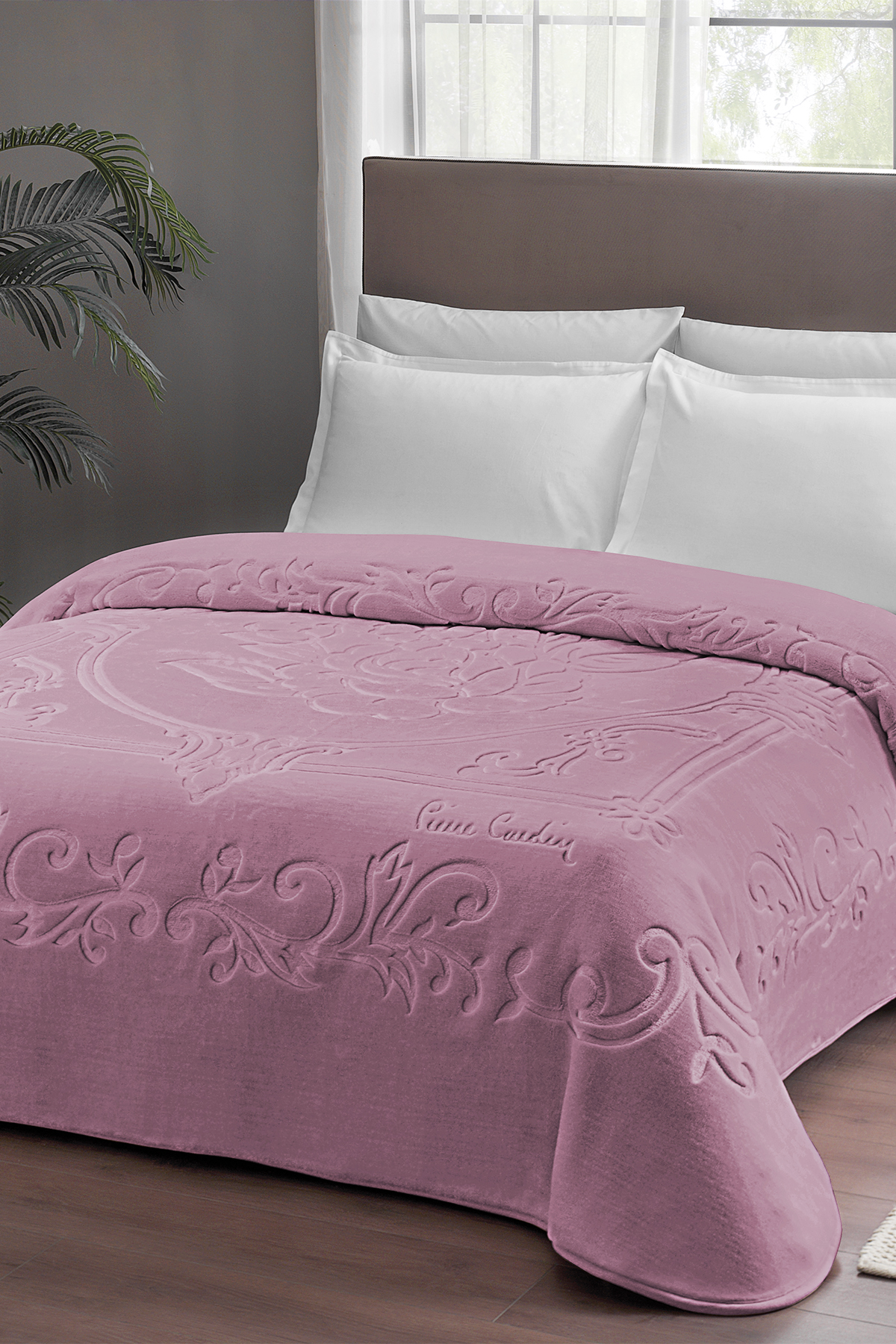 Pierre Cardin Emboss Battaniye Çift Kişilik Rose Gül Kurusu