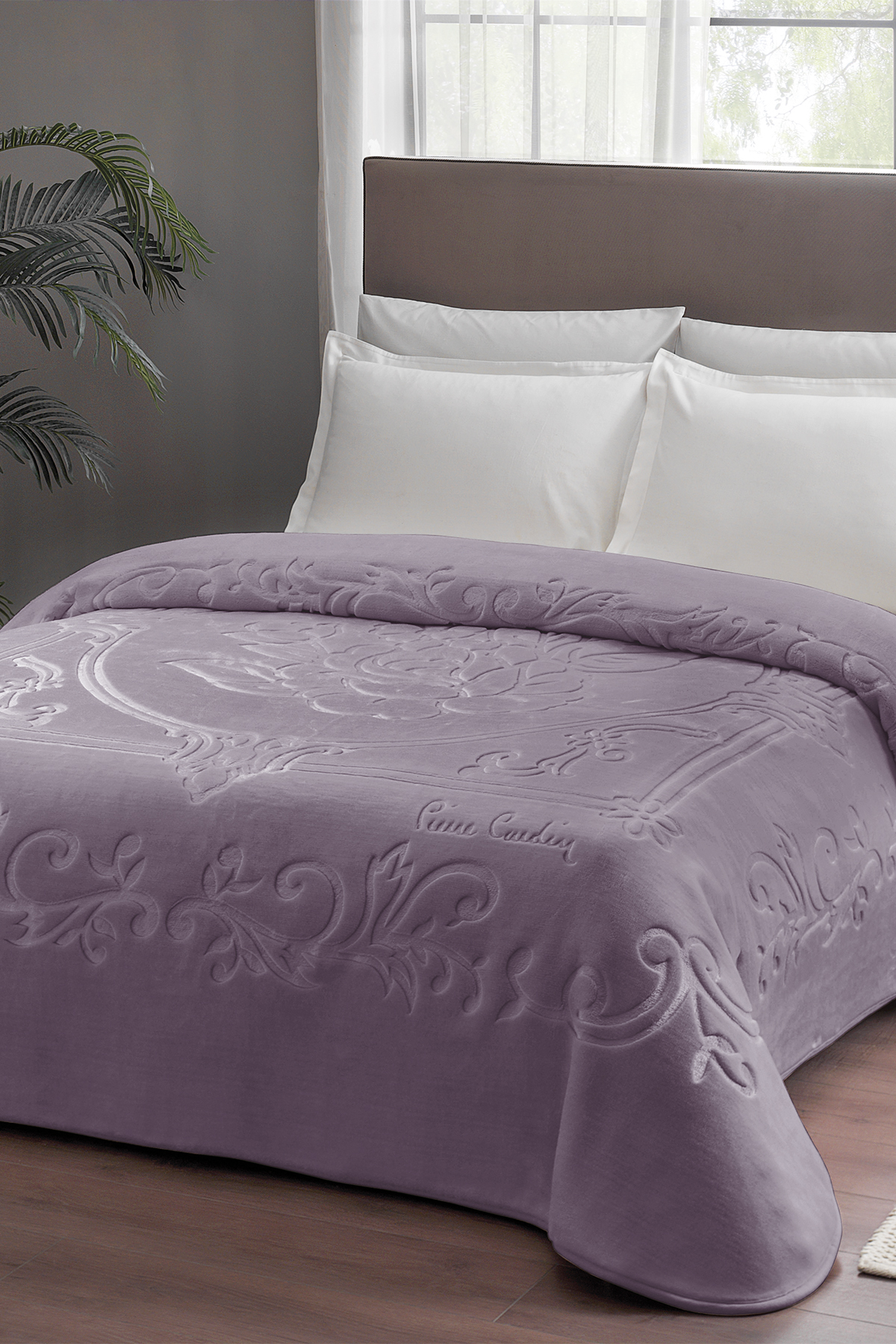 Pierre Cardin Emboss Battaniye Çift Kişilik Rose Kül Moru