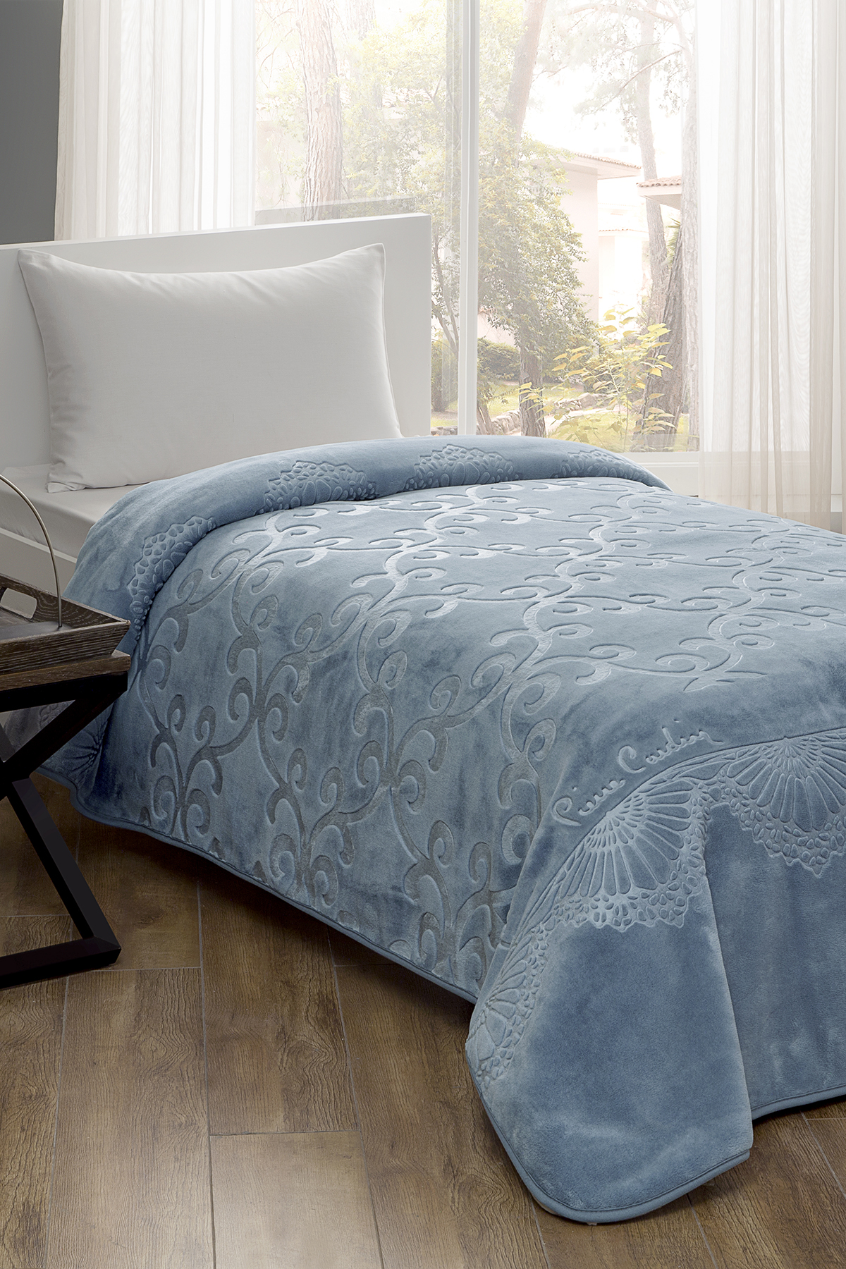 Pierre Cardin Emboss Battaniye Tek Kişilik İndigo