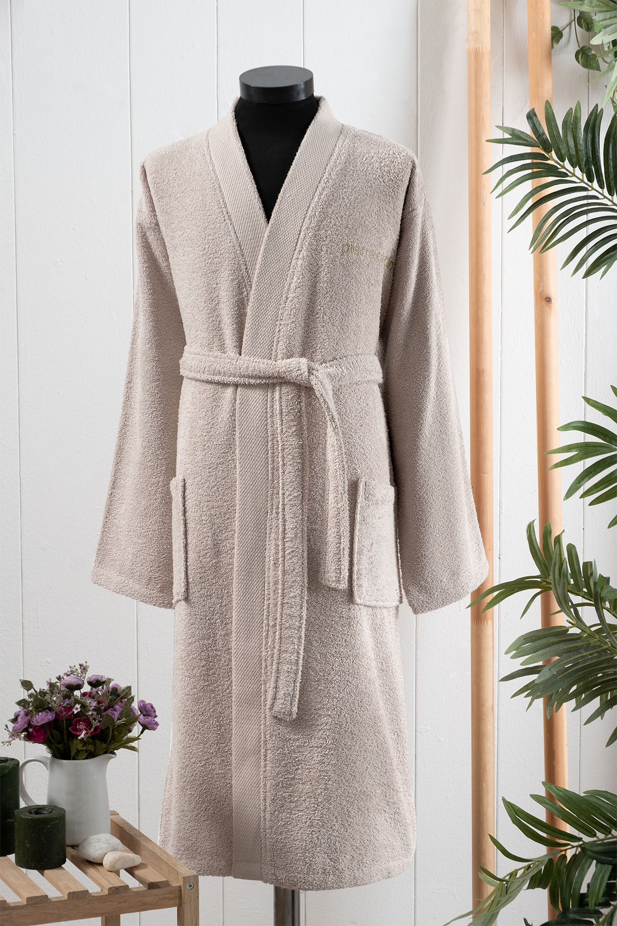 Pierre Cardin Erkek Bornozu Plain Bej