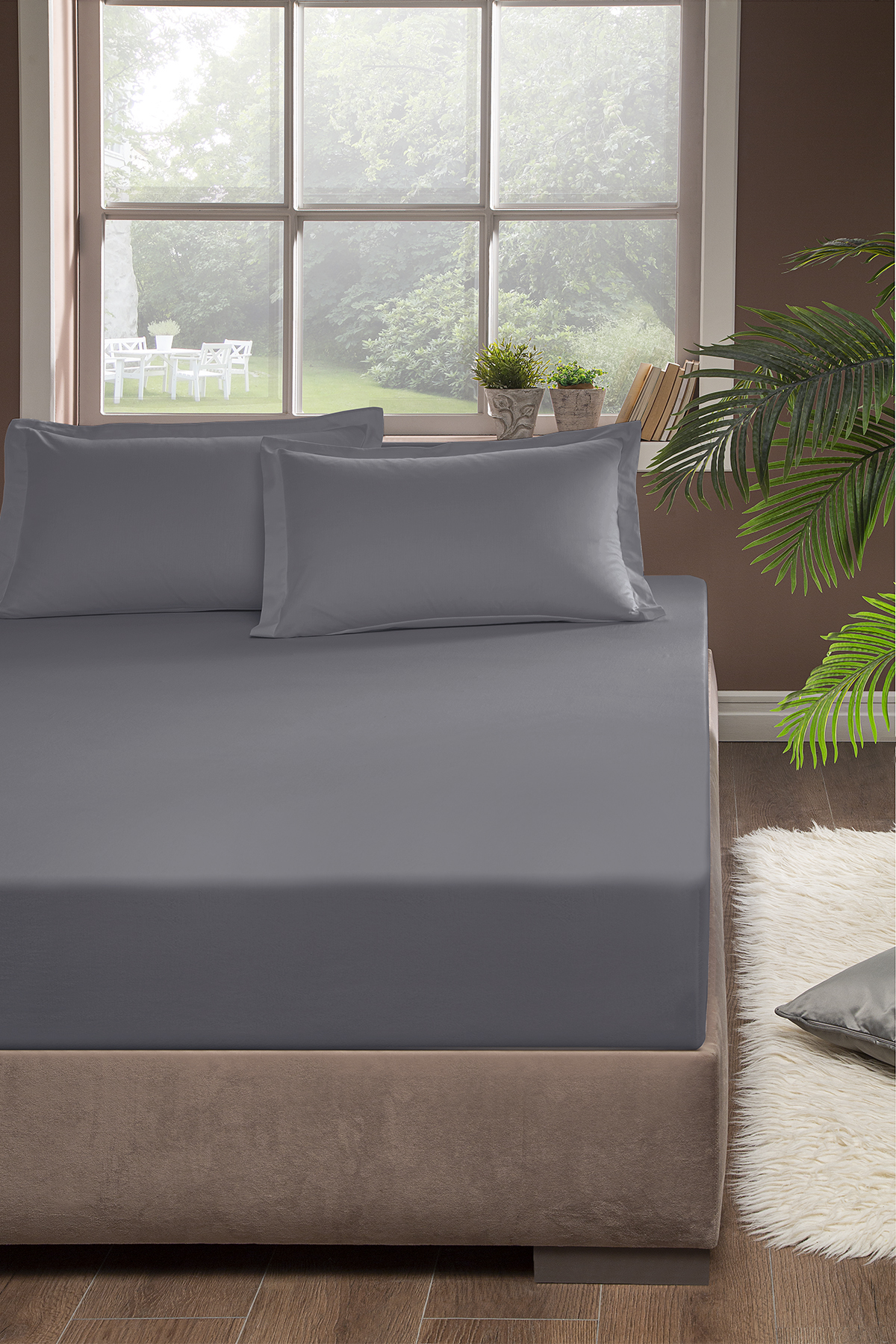 Pierre Cardin Lastikli Çarşaf Çift Kişilik 160x200 cm Gri