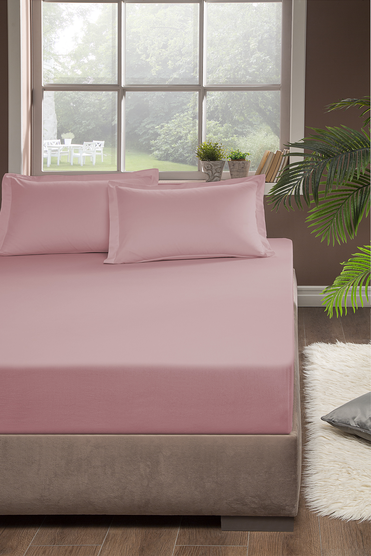 Pierre Cardin Lastikli Çarşaf Çift Kişilik 160x200 cm Pudra