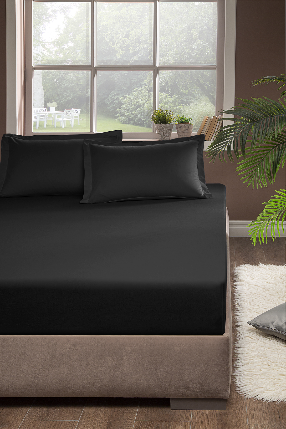 Pierre Cardin Lastikli Çarşaf Çift Kişilik 160x200 cm Siyah