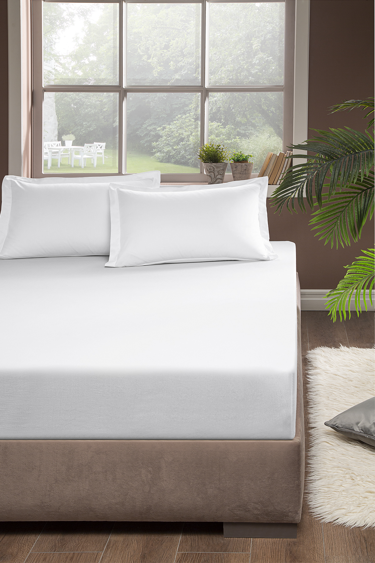 Pierre Cardin Lastikli Çarşaf King Size 180x200 cm Beyaz