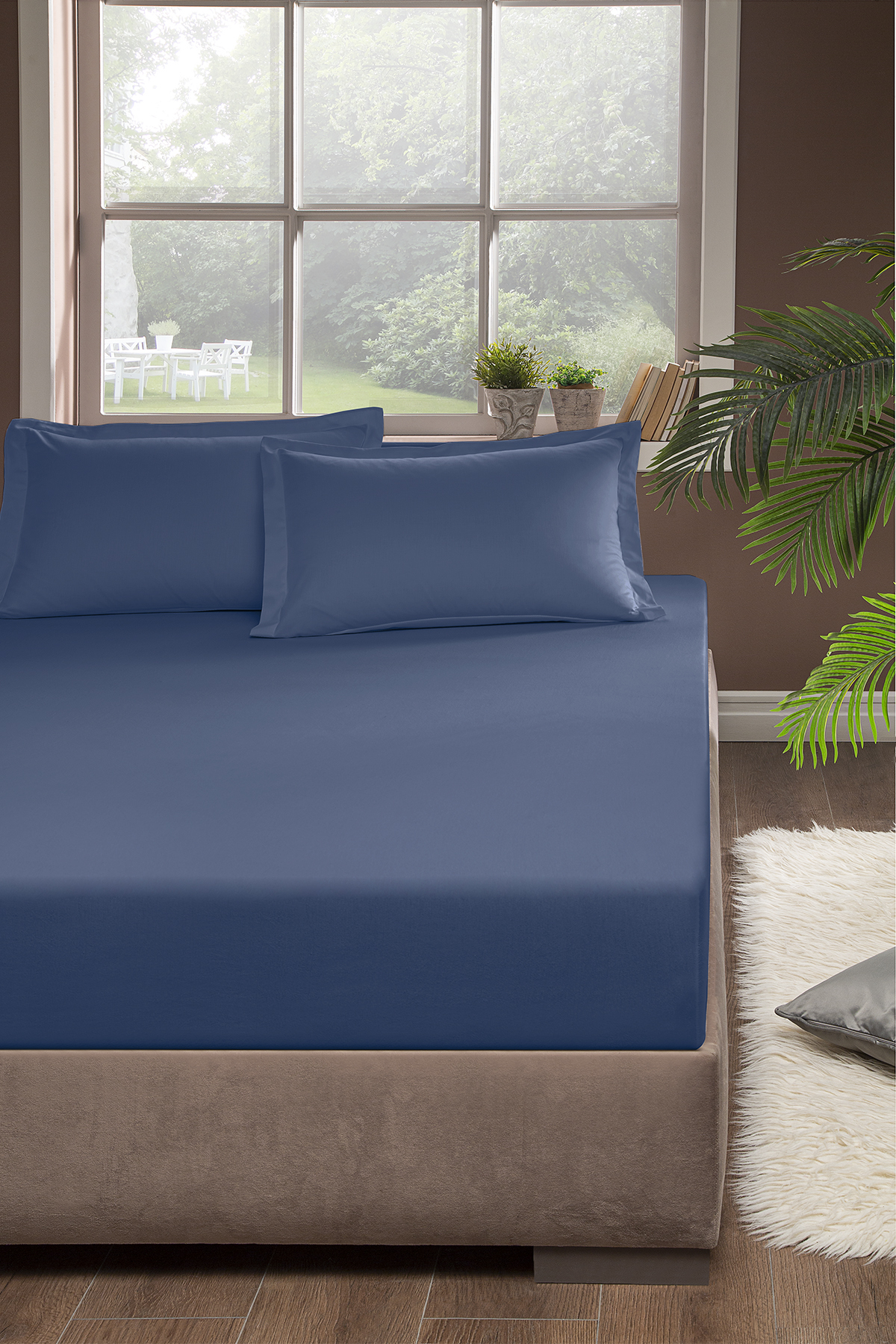 Pierre Cardin Lastikli Çarşaf King Size 180x200 cm İndigo