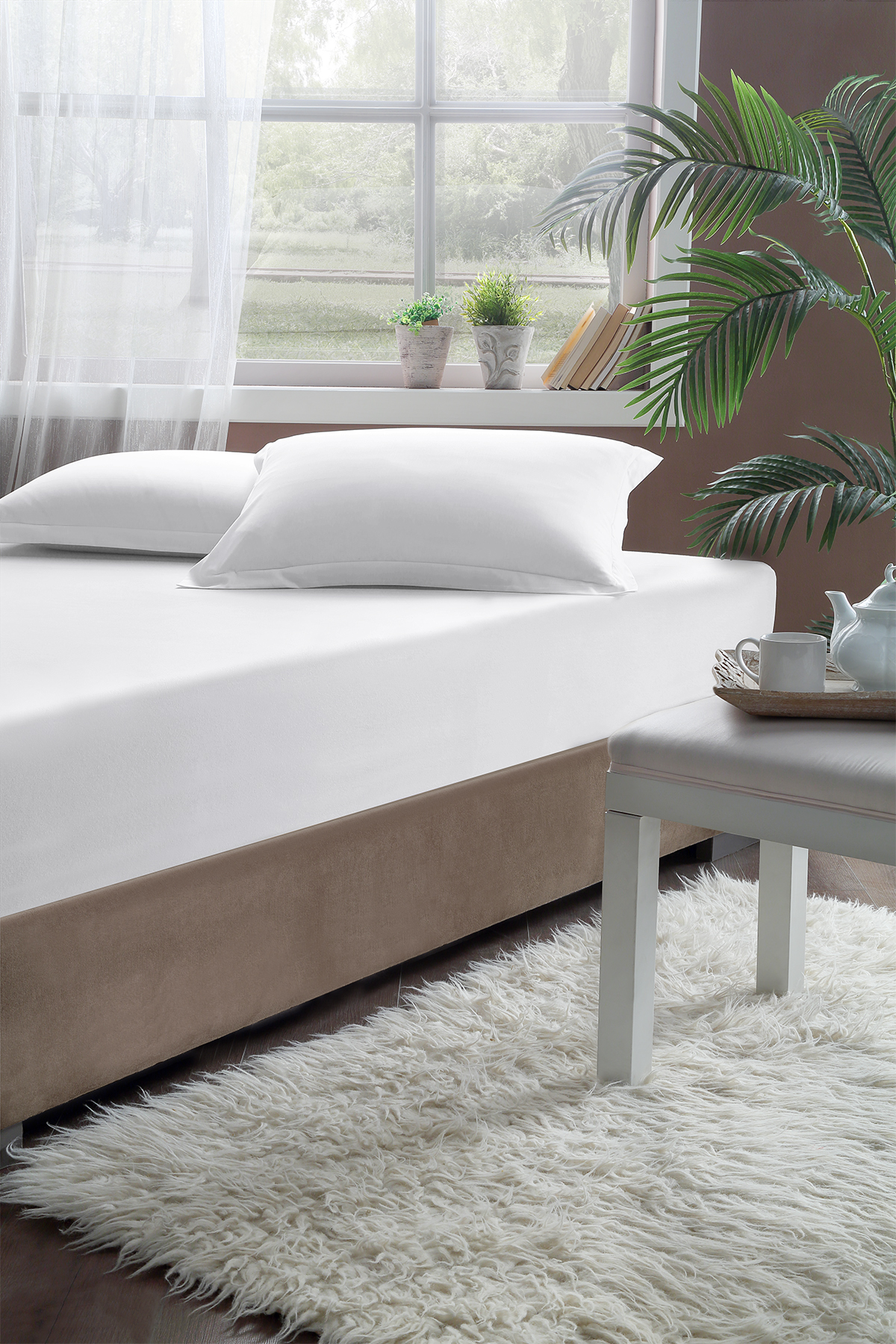 Pierre Cardin Lastikli Çarşaf King Size 200x200 cm Beyaz