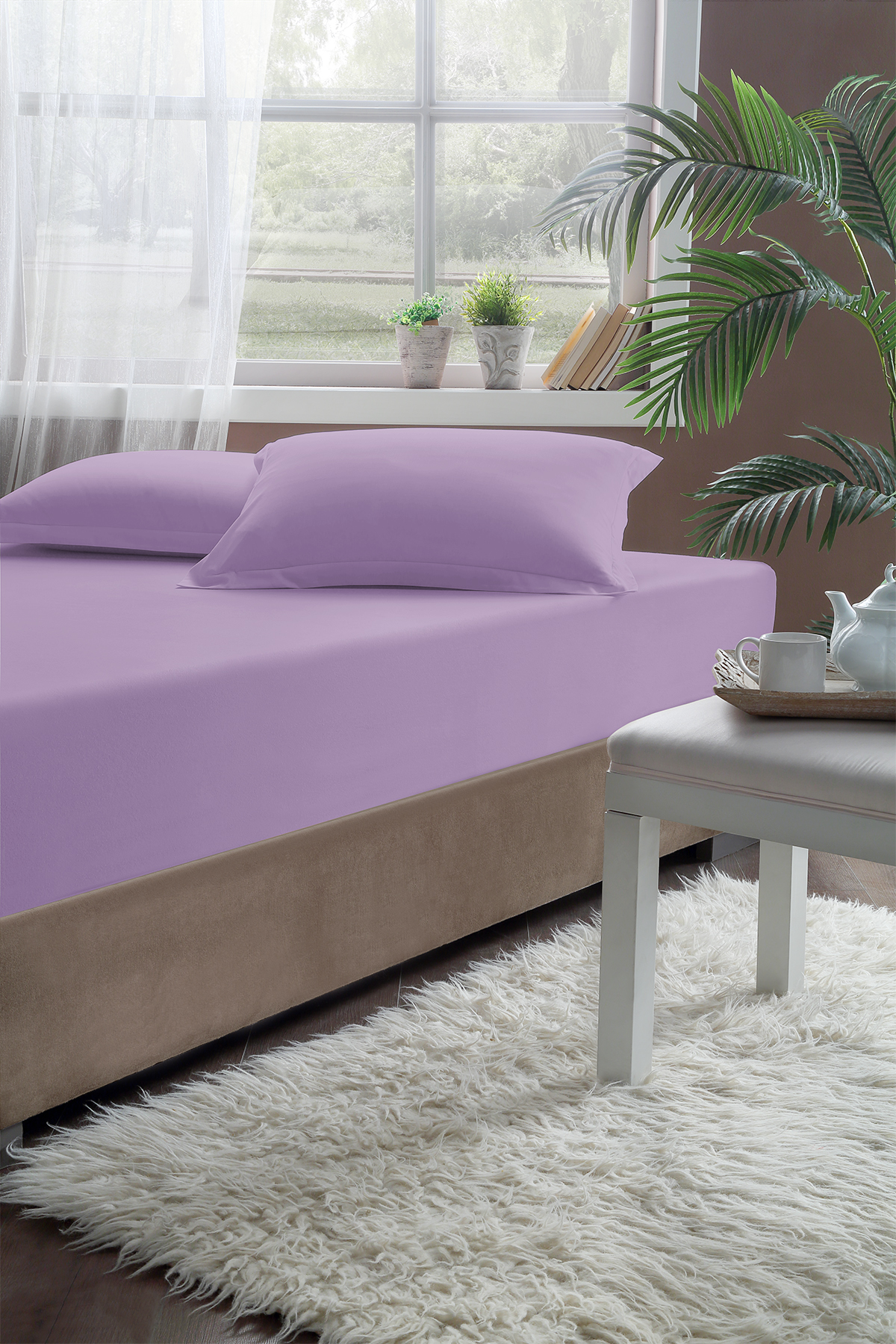 Pierre Cardin Lastikli Çarşaf King Size 200x200 cm Lila