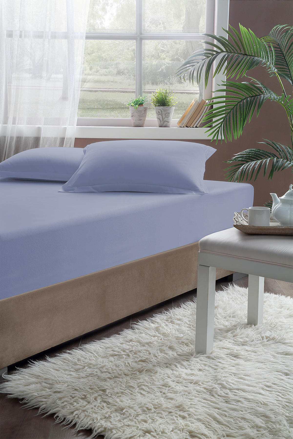 Pierre Cardin Lastikli Çarşaf King Size 200x200 cm Mavi