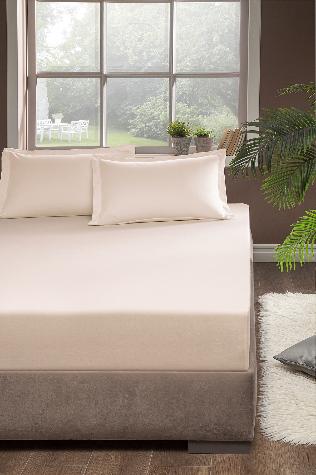 Pierre Cardin Lastikli Çarşaf Tek Kişilik 100x200 cm Ekru