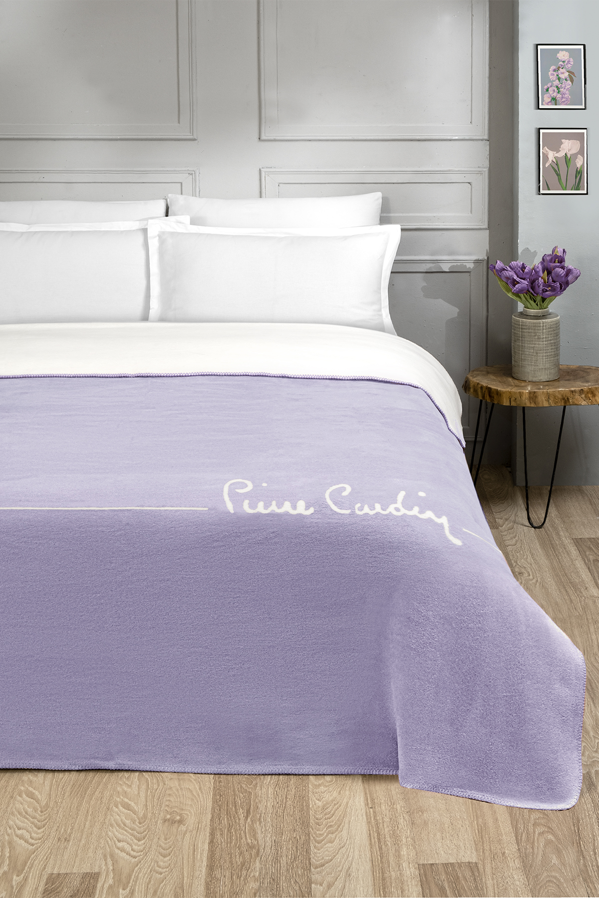 Pierre Cardin Pamuk Battaniye Çift Kişilik Logo Lila