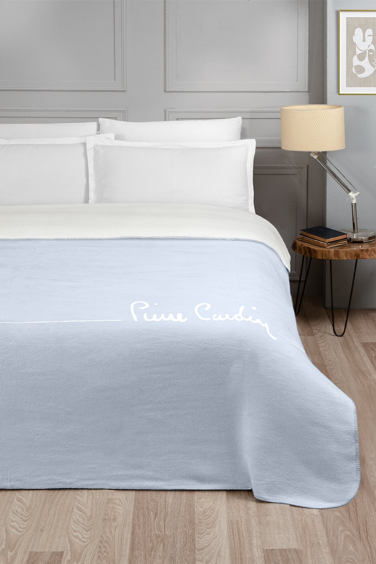 Pierre Cardin Pamuk Battaniye Çift Kişilik Logo Mavi
