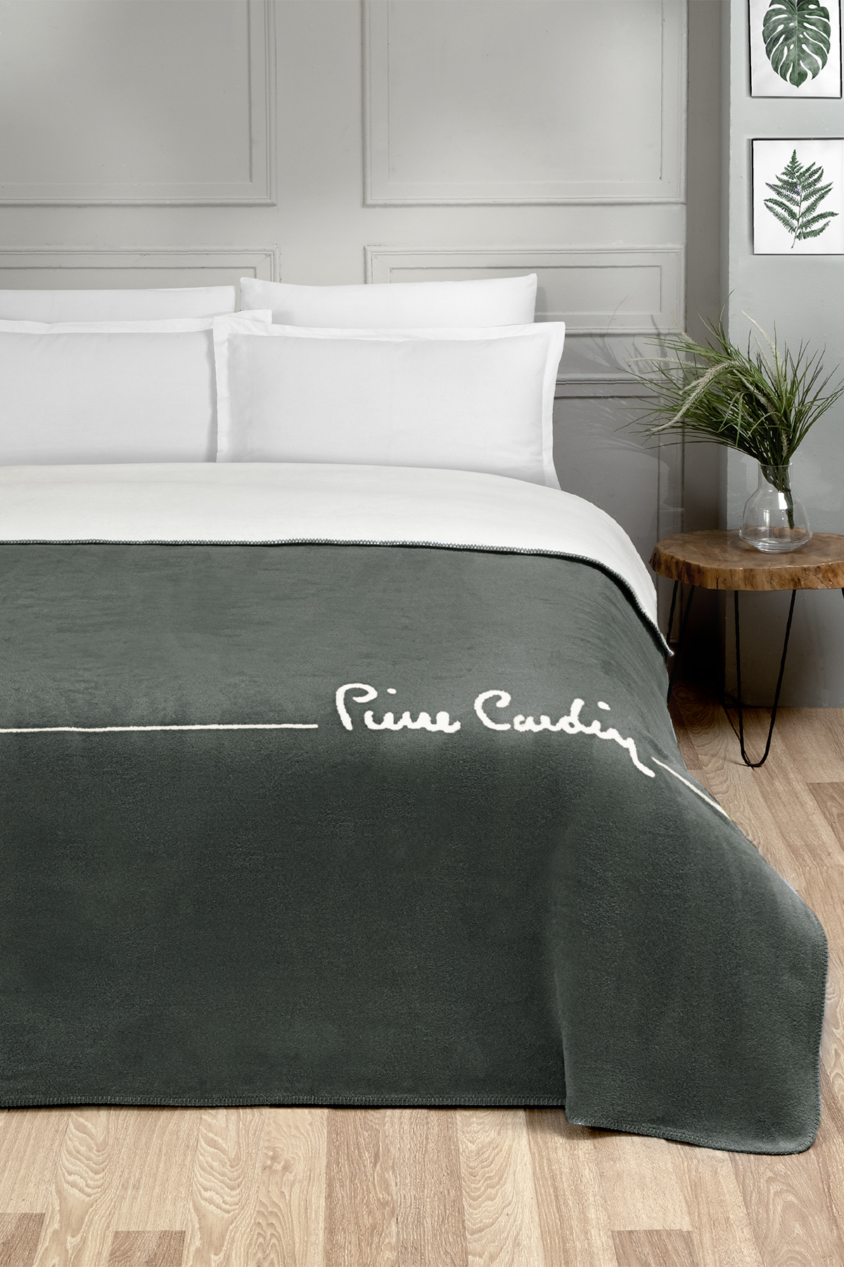 Pierre Cardin Pamuk Battaniye Çift Kişilik Logo Zümrüt Yeşili