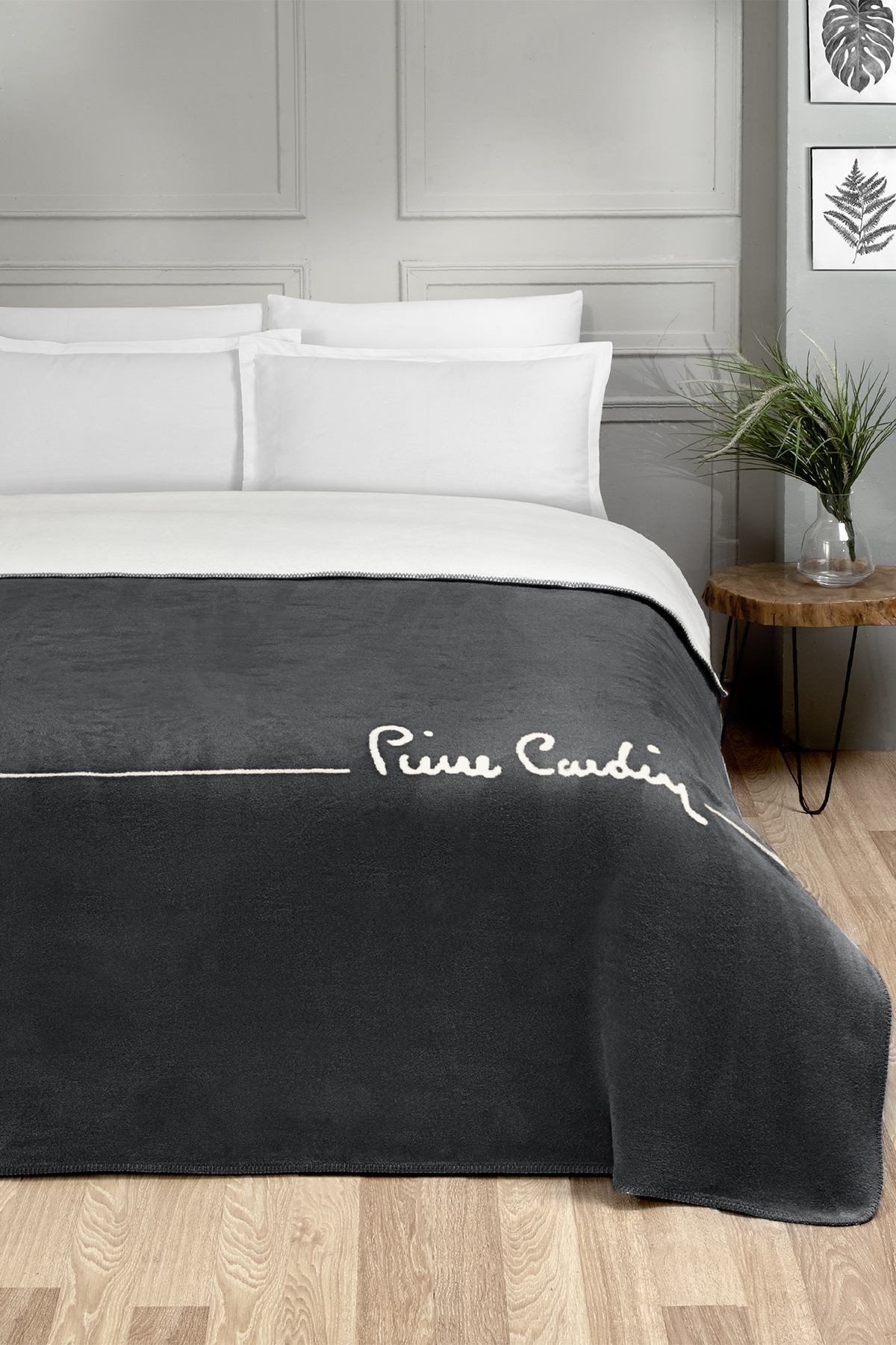 Pierre Cardin Pamuk Battaniye Logo Çift Kişilik Antrasit