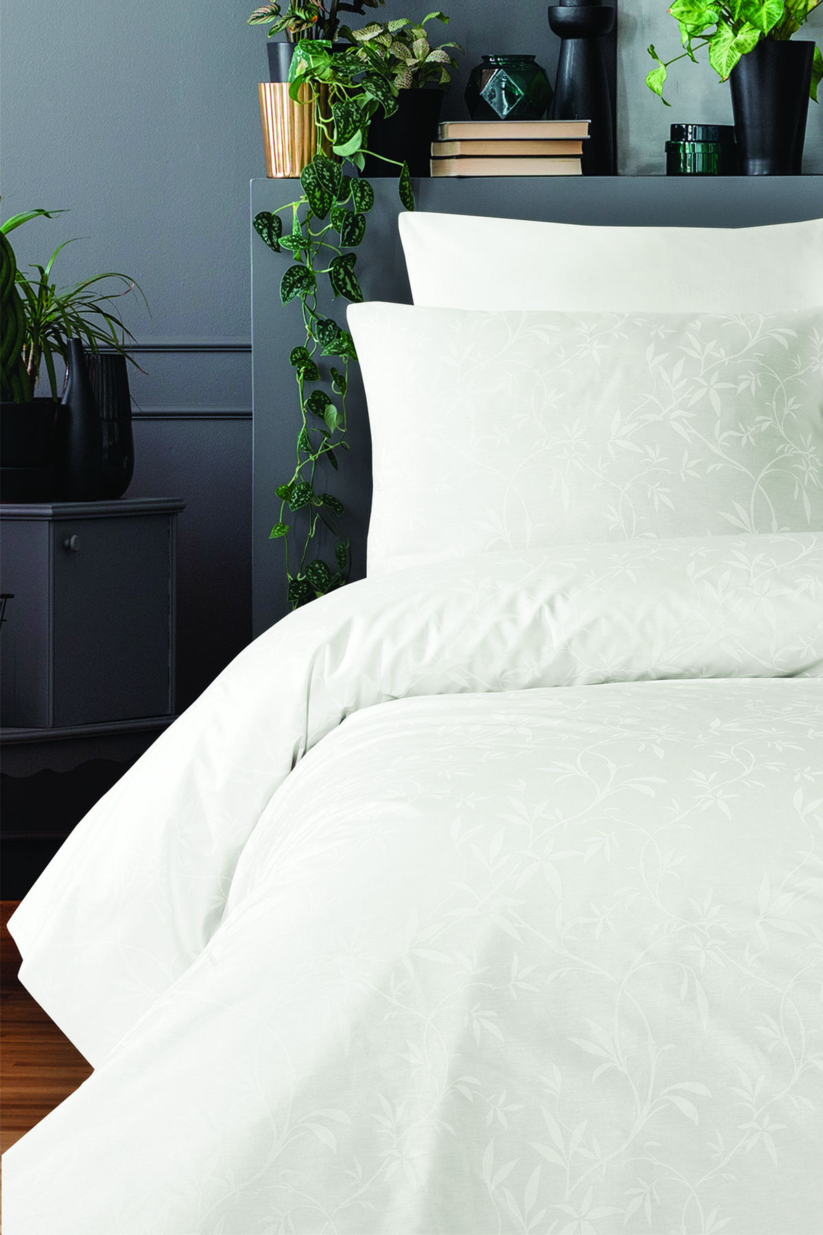 Pierre Cardin Ranforce Nevresim Takımı Çift Kişilik Ivy Beyaz