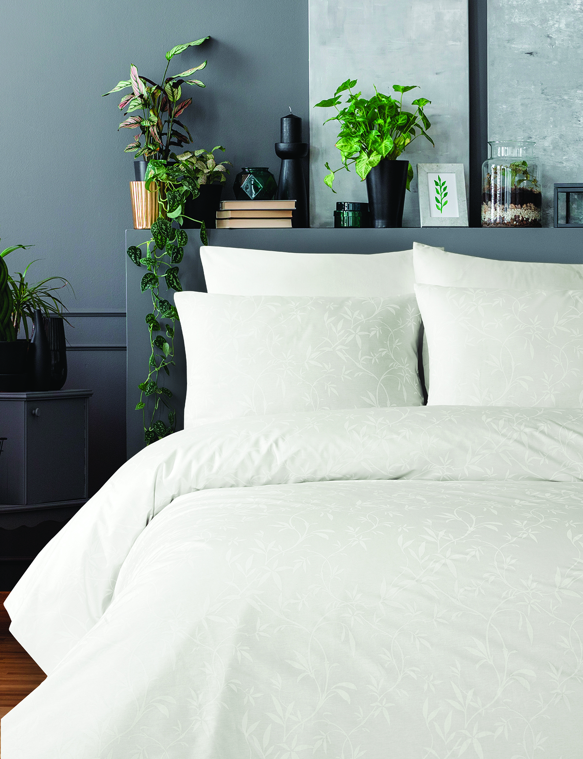 Pierre Cardin Ranforce Nevresim Takımı Çift Kişilik Ivy Beyaz