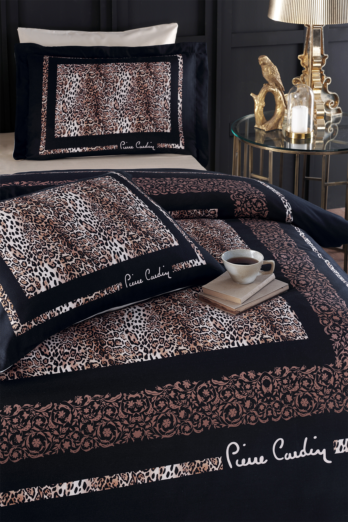 Pierre Cardin Saten Nevresim Takımı Çift Kişilik Leopar