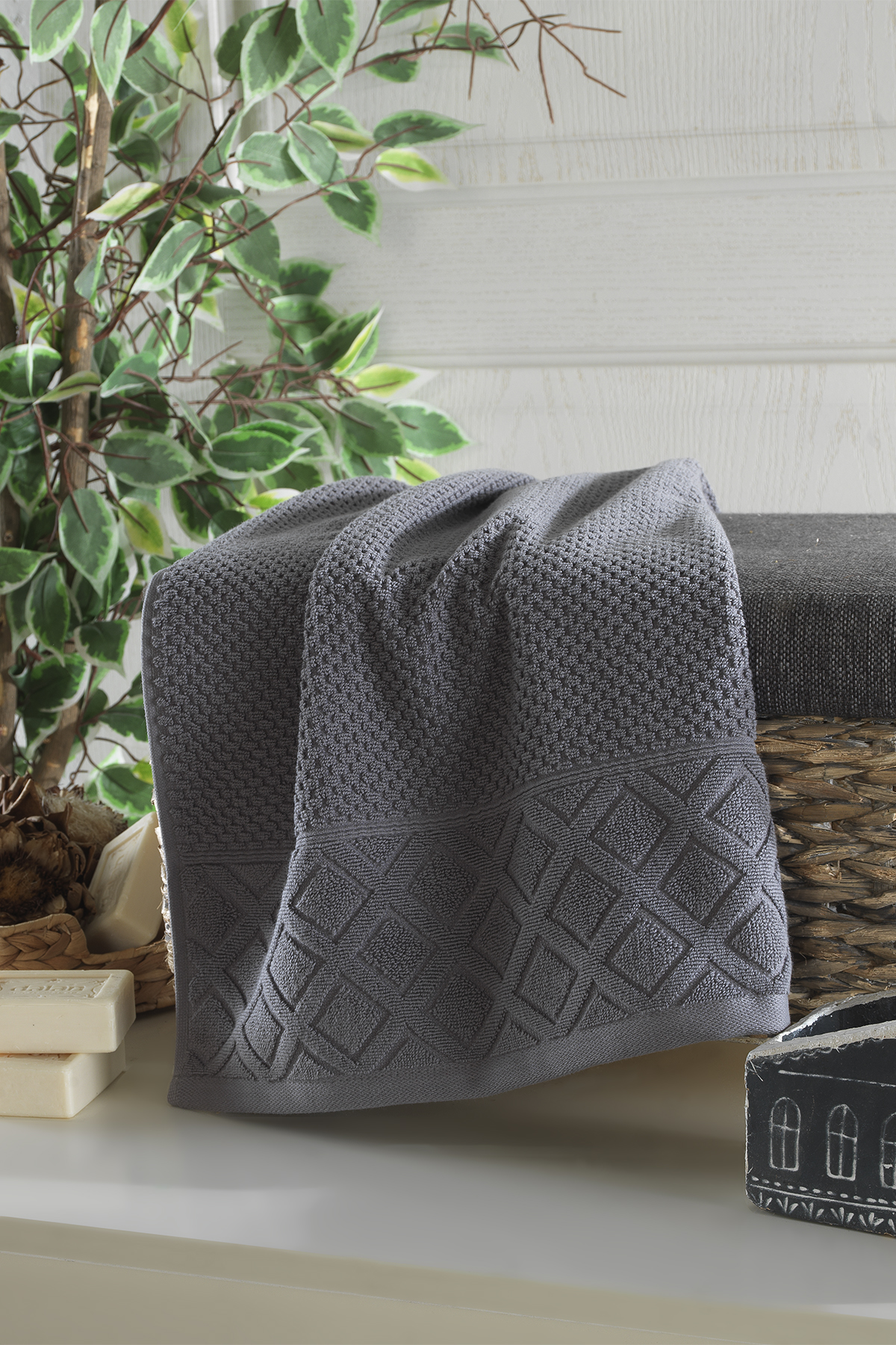 Pierre Cardin Soft Diamond Yüz Havlusu Koyu Gri