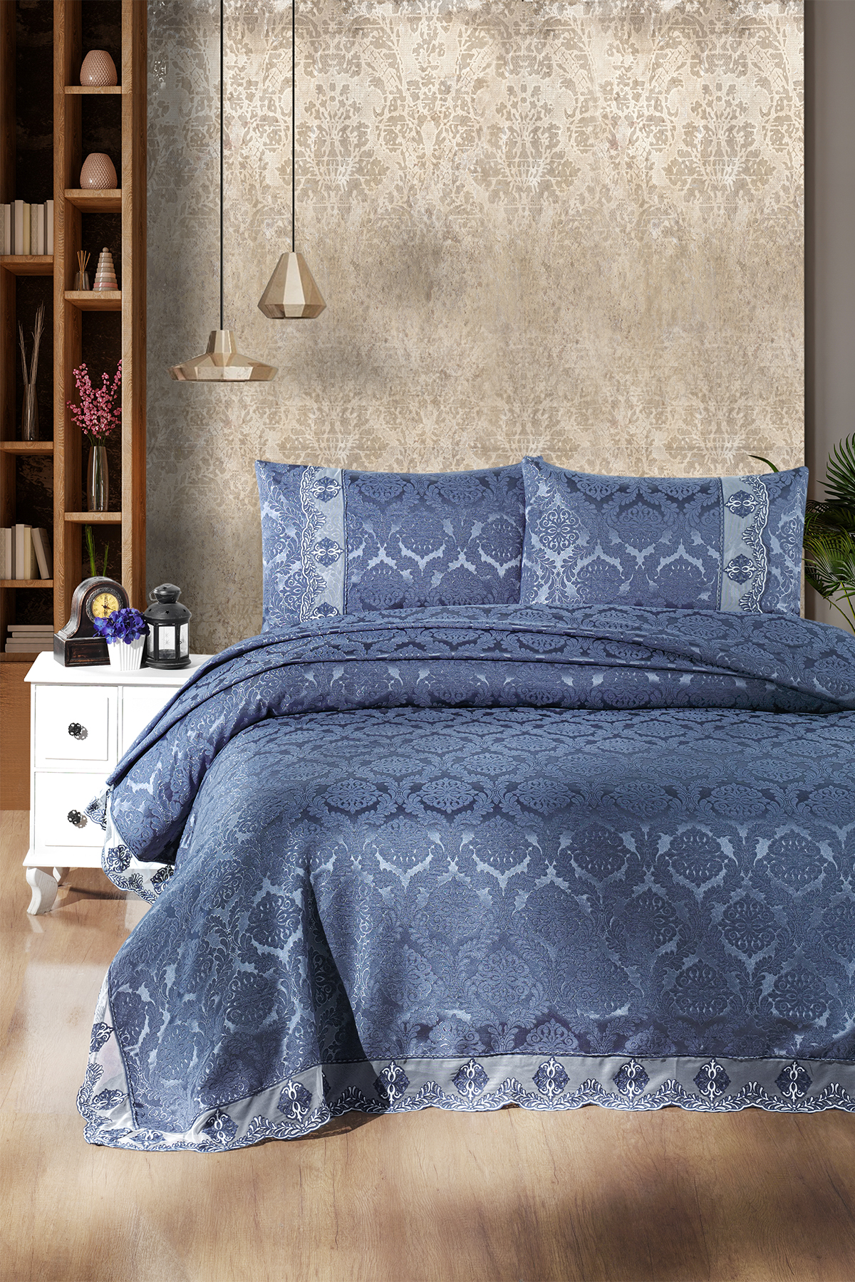Pierre Cardin Yatak Örtüsü Seti Bianca İndigo