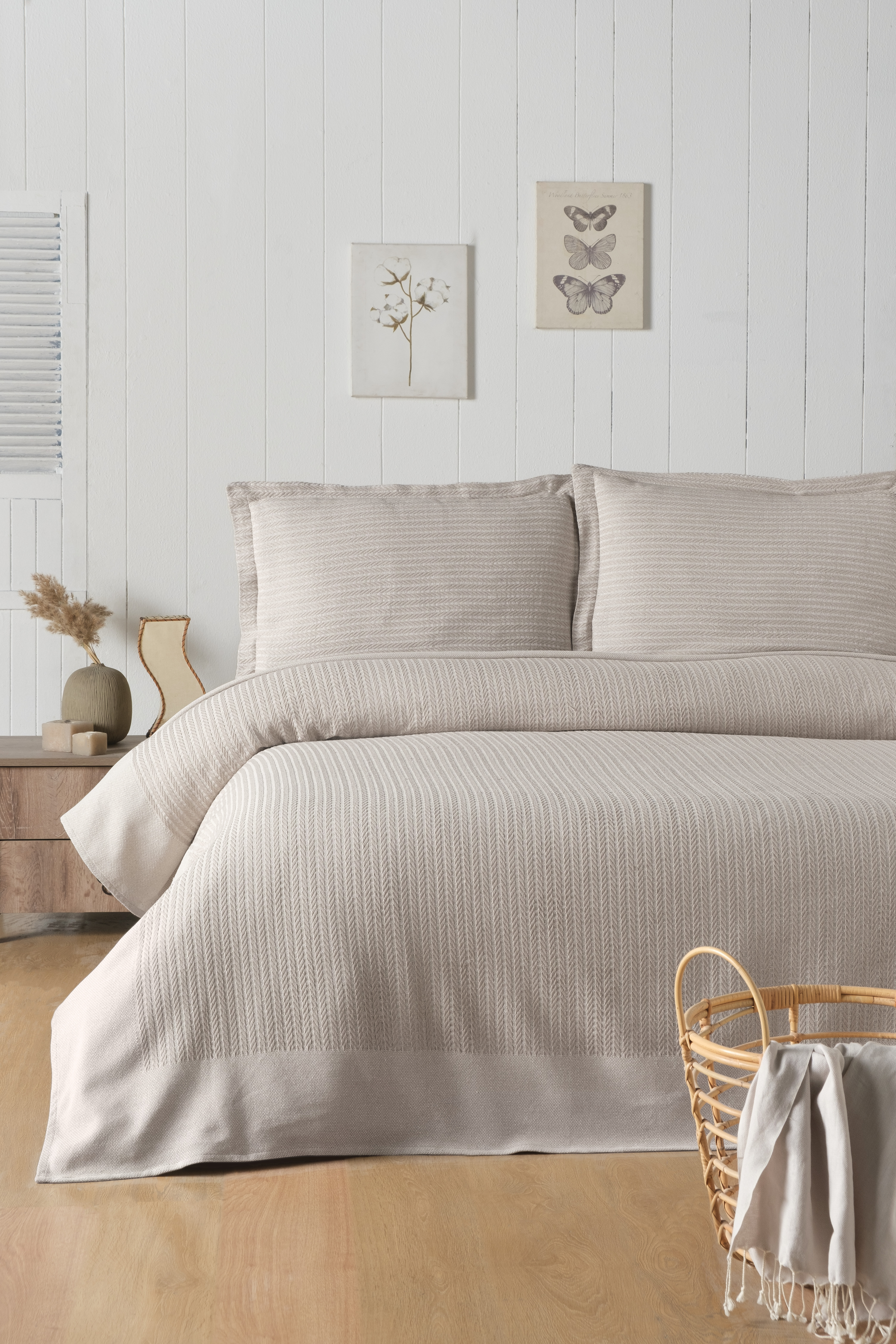 Pierre Cardin Yatak Örtüsü Seti Newlight Çift Kişilik Bej