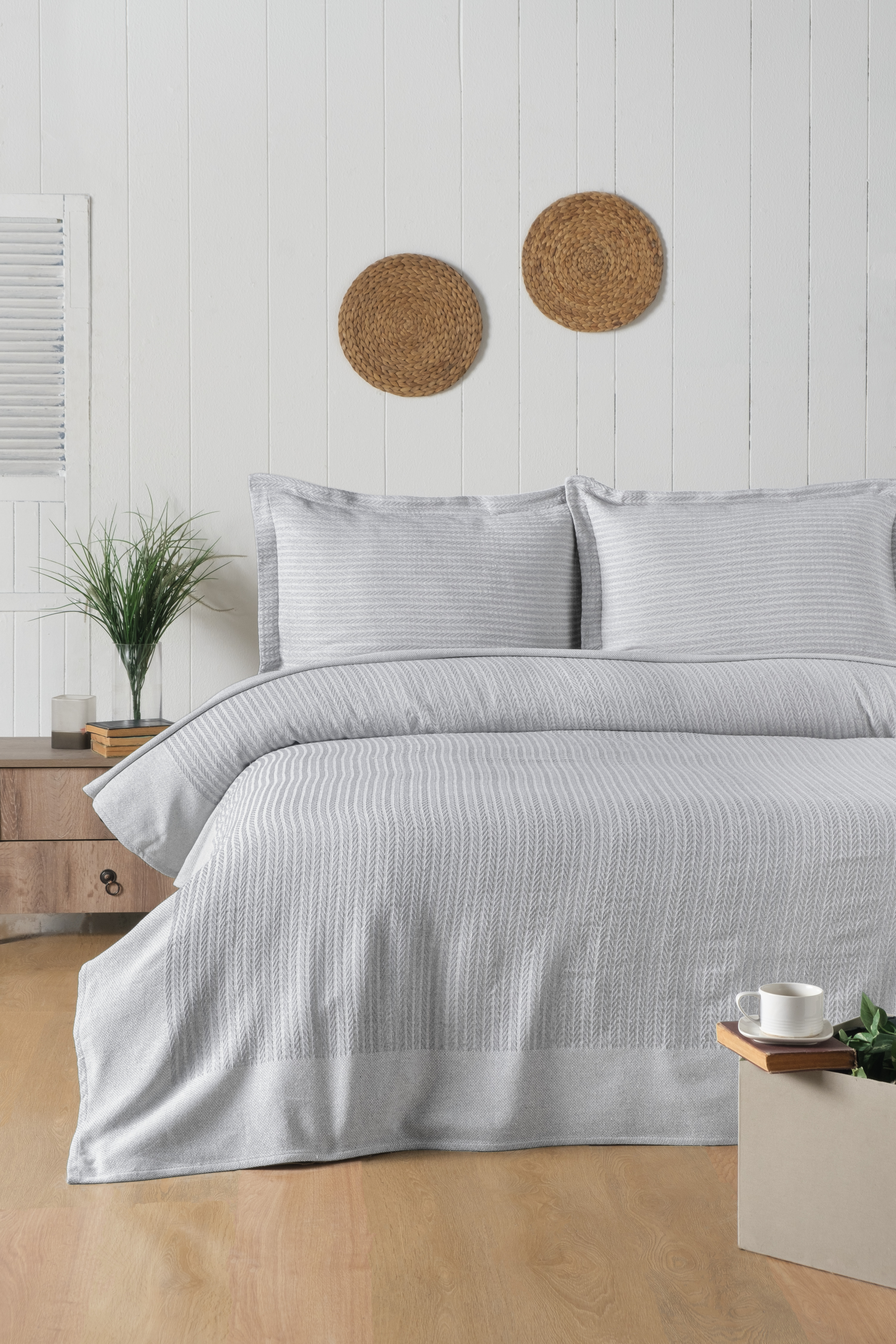 Pierre Cardin Yatak Örtüsü Seti Newlight Çift Kişilik Gri