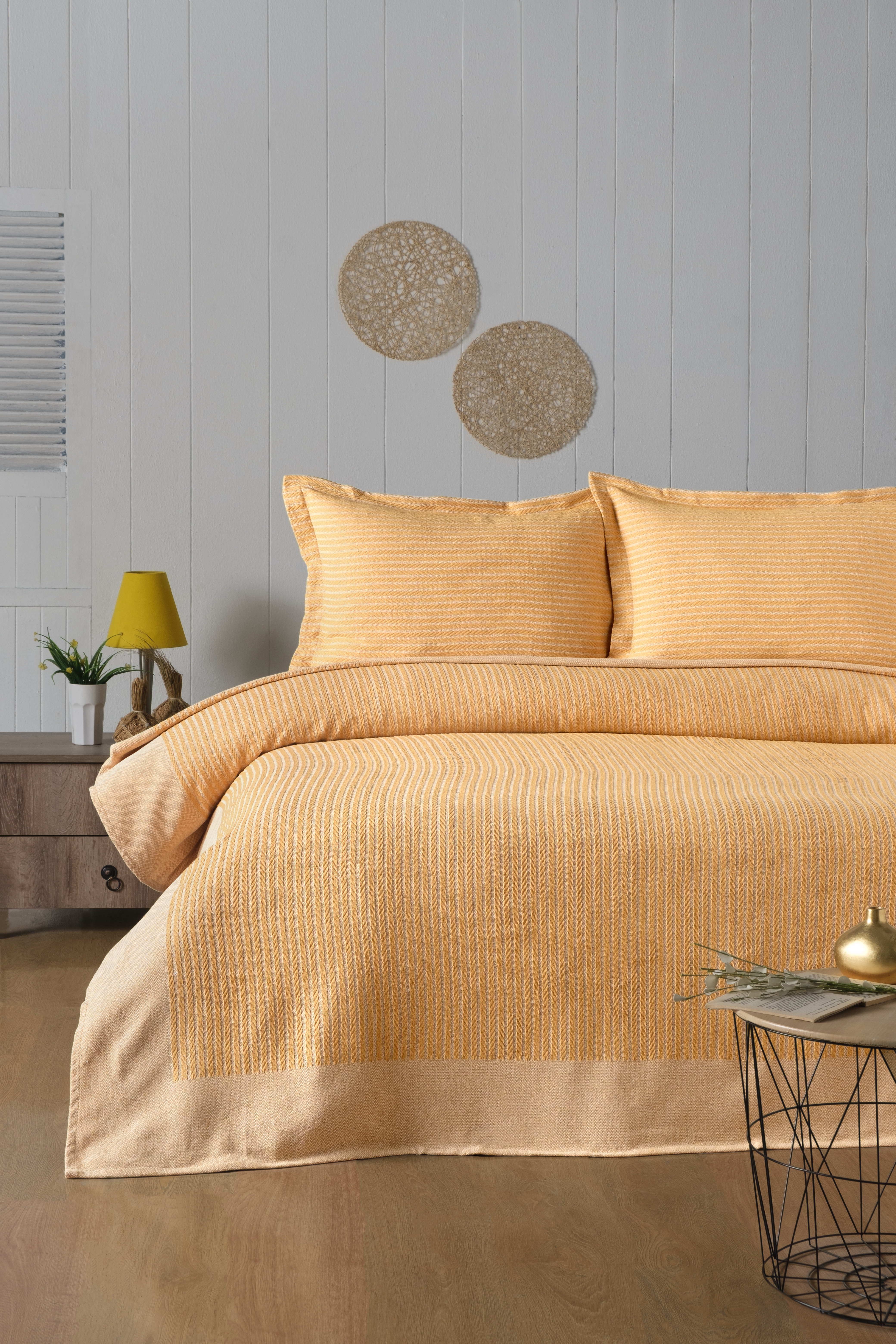Pierre Cardin Yatak Örtüsü Seti Newlight Çift Kişilik Hardal