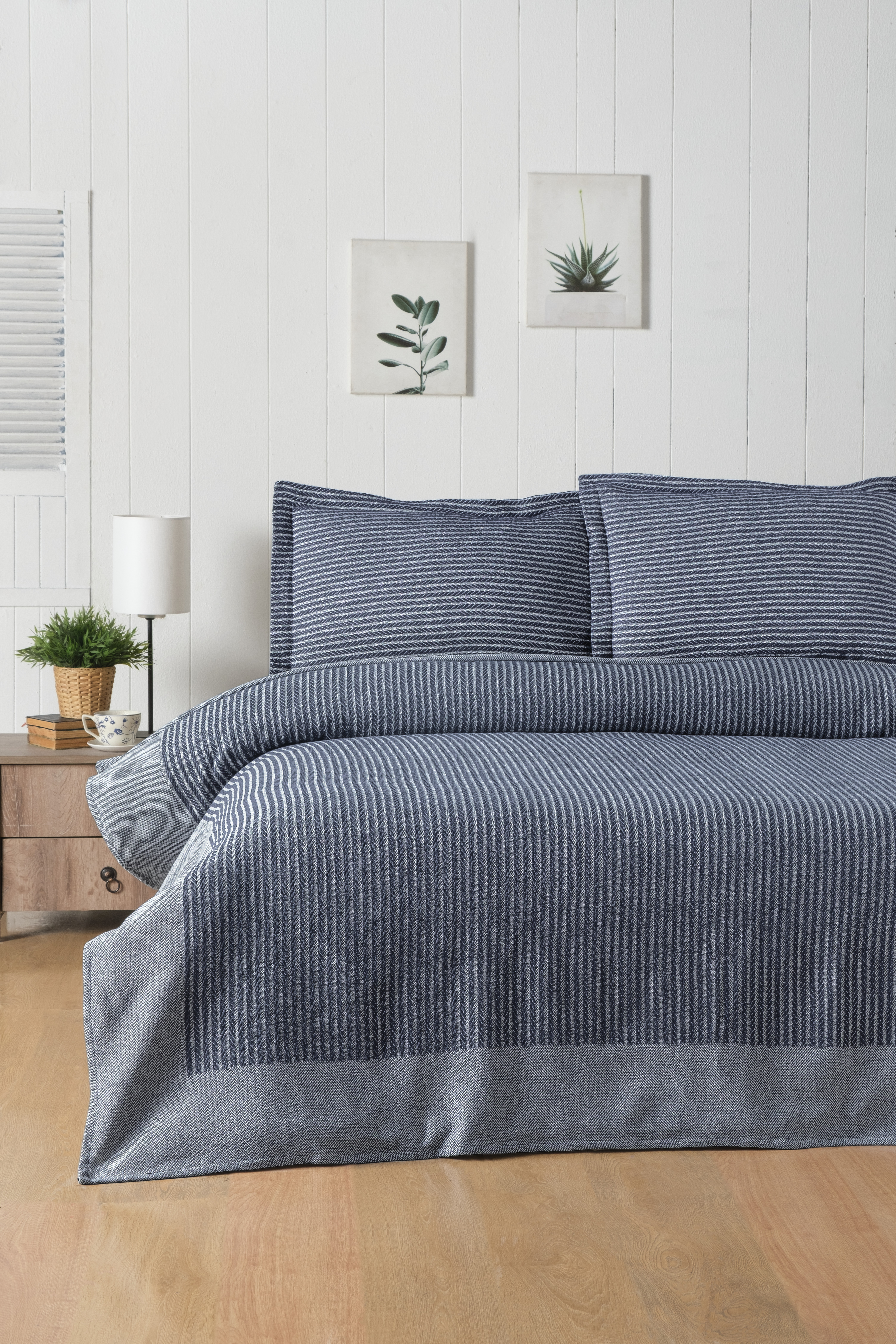 Pierre Cardin Yatak Örtüsü Seti Newlight Çift Kişilik İndigo