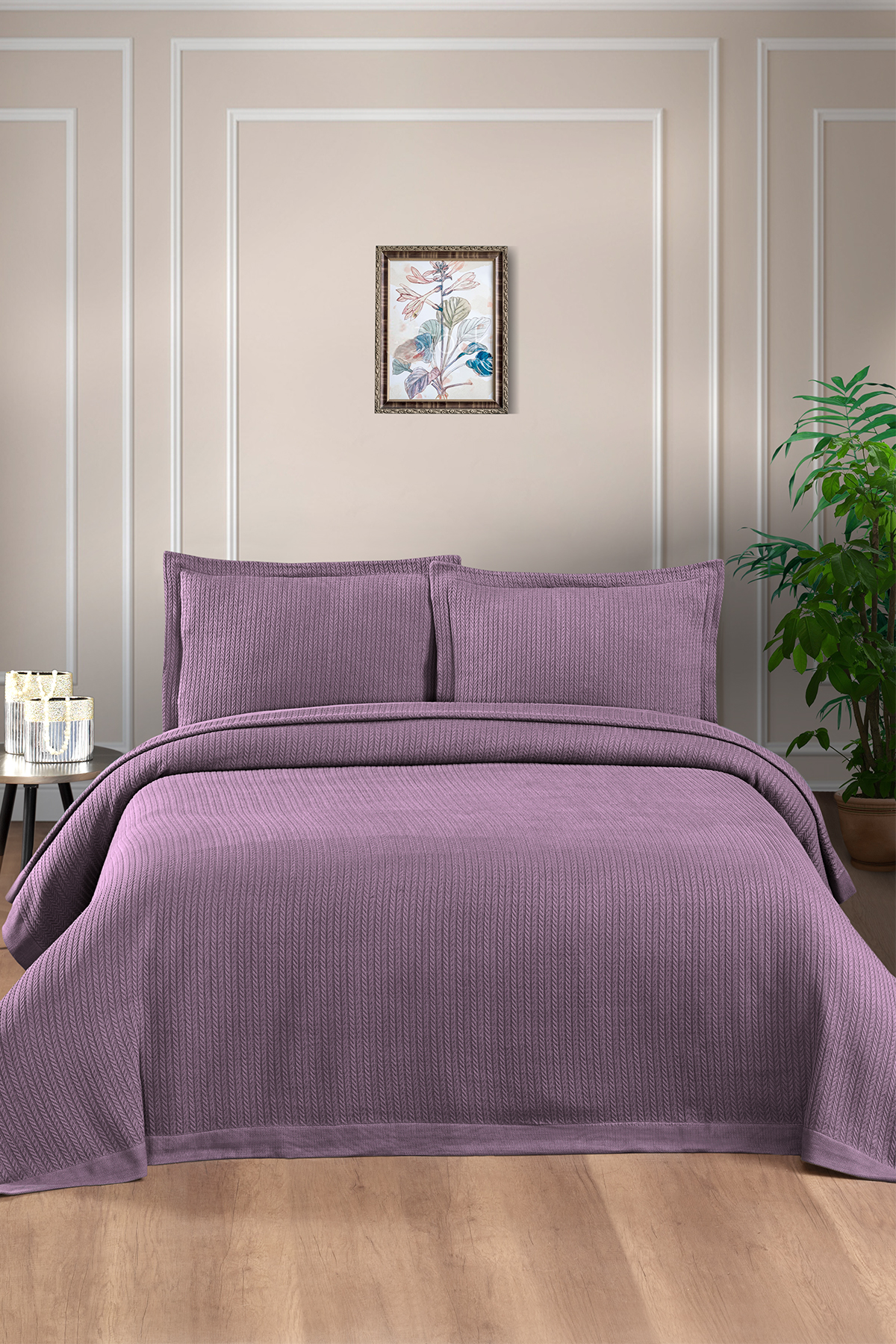 Pierre Cardin Yatak Örtüsü Seti Valeria Çift Kişilik Mürdüm