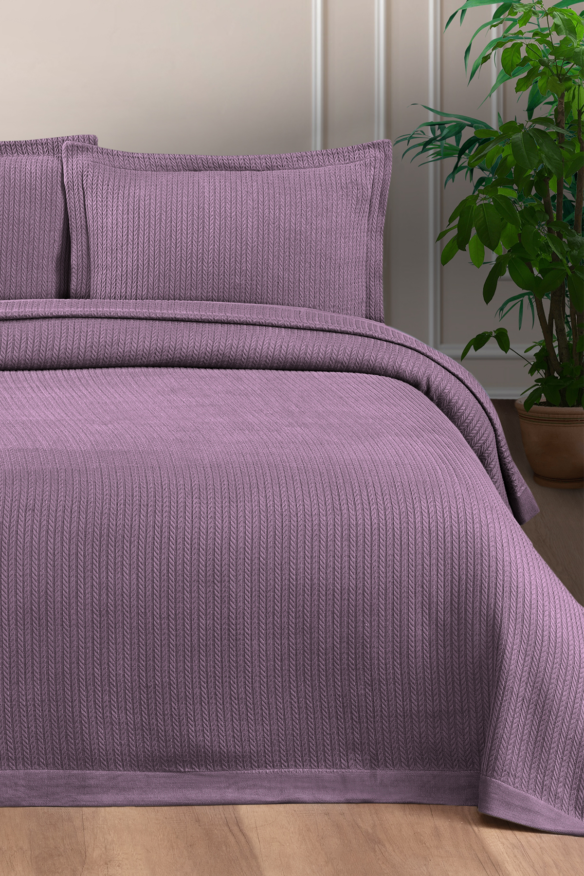 Pierre Cardin Yatak Örtüsü Seti Valeria Çift Kişilik Mürdüm