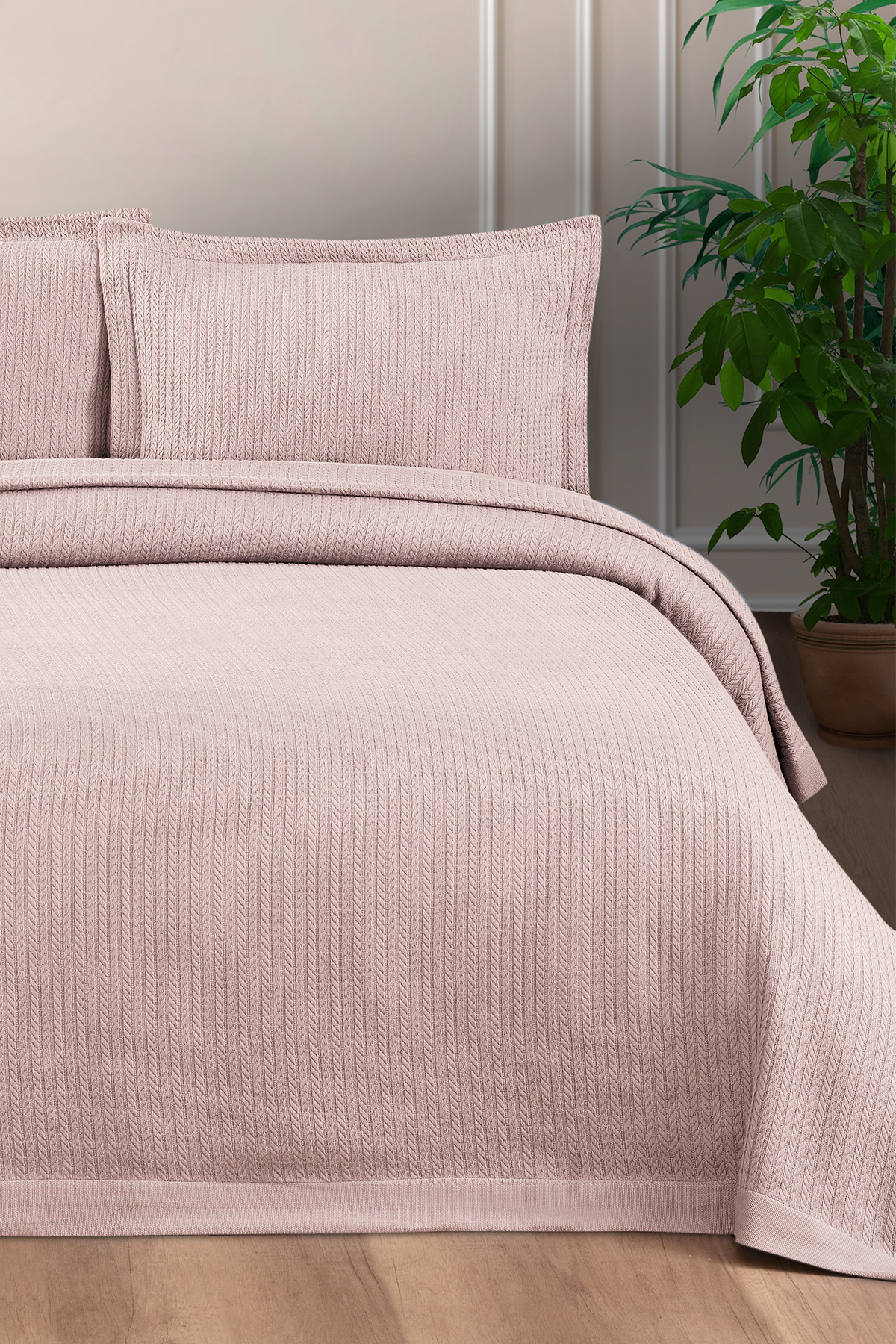 Pierre Cardin Yatak Örtüsü Seti Valeria Çift Kişilik Pudra