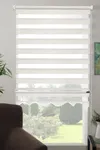 Dilimli Bambu Zebra Perde Krem
