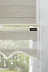 Dilimli Boncuklu Bambu Zebra Perde Açık Ahşap