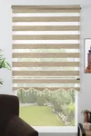 Dilimli Boncuklu Bambu Zebra Perde Ahşap