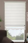 Dilimli Boncuklu Zebra Perde Krem