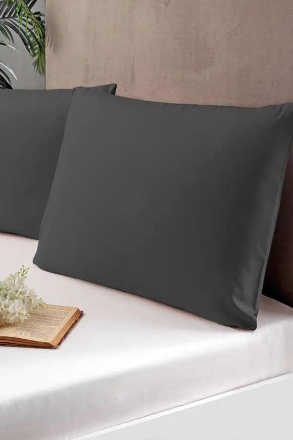 Pierre Cardin 2'li Pamuk Saten Yastık Kılıfı Antrasit