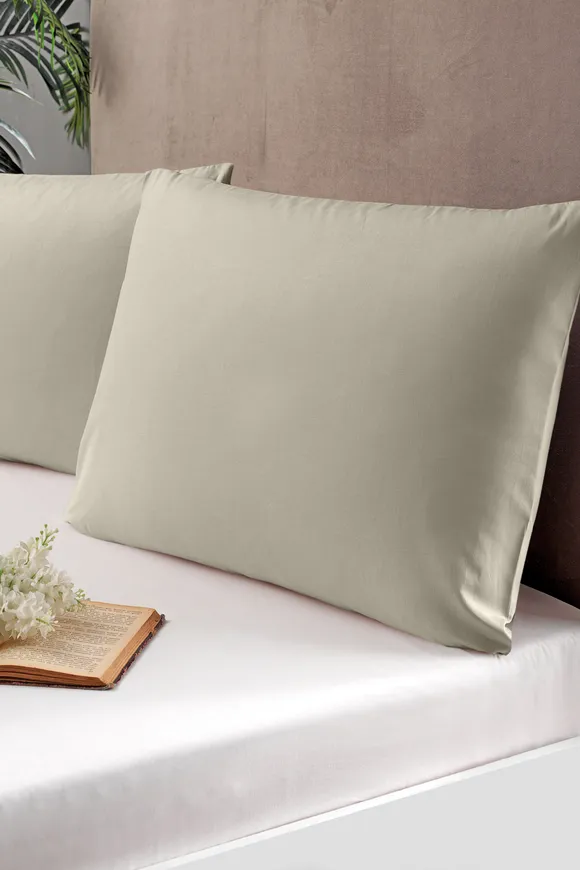 Pierre Cardin 2'li Pamuk Saten Yastık Kılıfı Bej