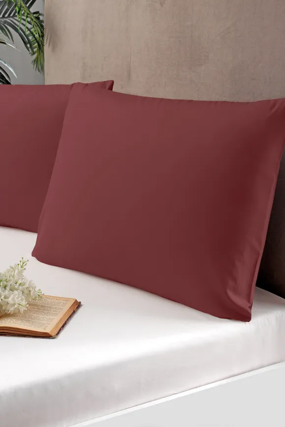 Pierre Cardin 2'li Pamuk Saten Yastık Kılıfı Bordo