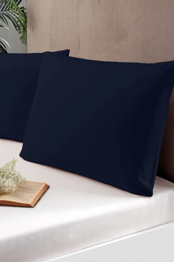 Pierre Cardin 2'li Pamuk Saten Yastık Kılıfı Lacivert