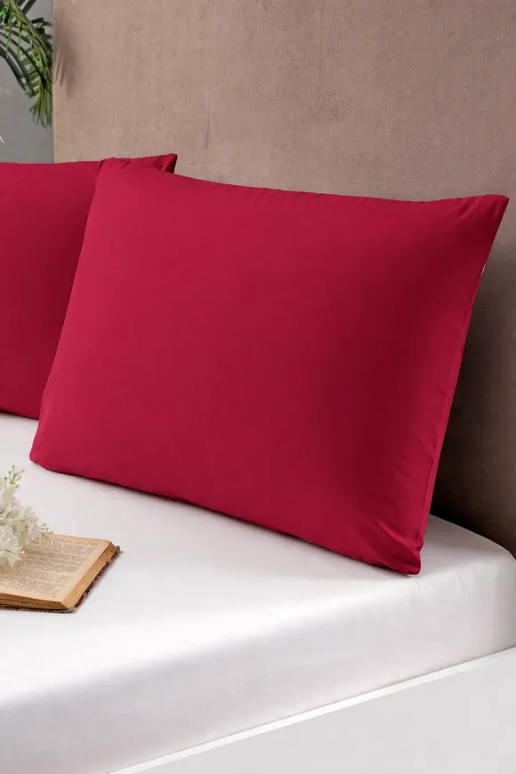 Pierre Cardin 2'li Pamuk Saten Yastık Kılıfı Redberry