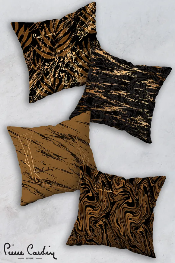Pierre Cardin 4'lü Kırlent Kılıfı 43x43 Brown Marble