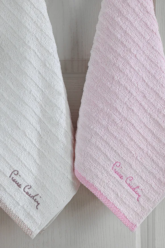 Pierre Cardin 4'lü Wave Yüz Havlusu Pembe - Krem