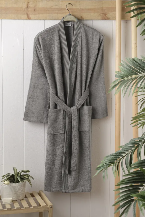 Pierre Cardin Bambu Erkek Bornoz Line Gri