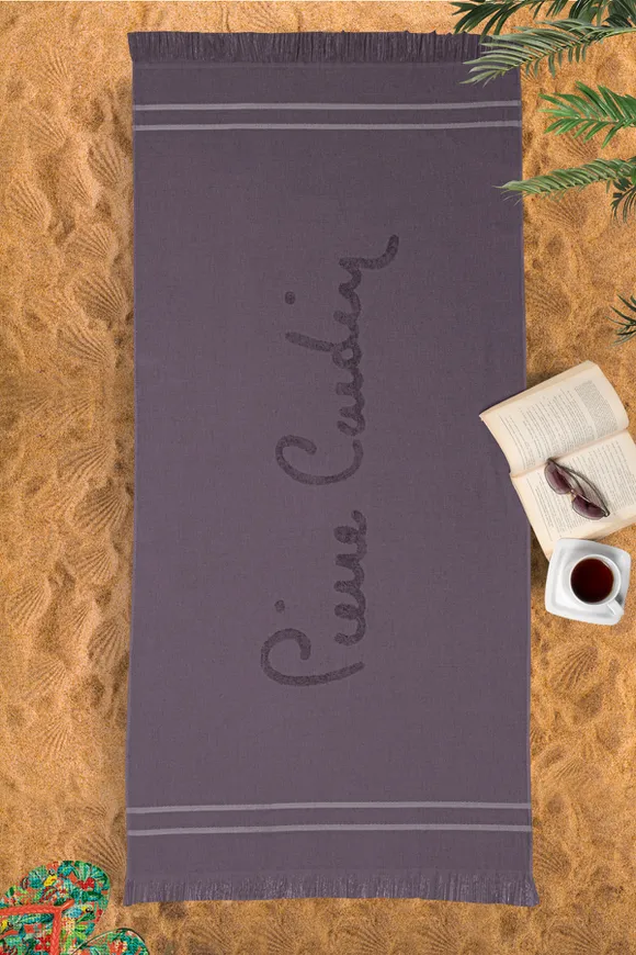 Pierre Cardin Bambu Plaj Havlusu Logo Mürdüm