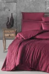 Pierre Cardin Çizgili Saten Nevresim Takımı Çift Kişilik Bordo
