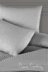 Pierre Cardin Çizgili Saten Nevresim Takımı Çift Kişilik Logo Gri