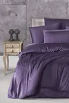 Pierre Cardin Çizgili Saten Nevresim Takımı Çift Kişilik Mürdüm