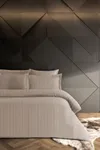 Pierre Cardin Çizgili Saten Nevresim Takımı Çift Kişilik Voyage Bej